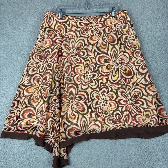 Worthington Dresses & Skirts - 90s Sheer Skirt Sz 16 Boho Hippie Floral Flowy Midi Lined Slit Assymetrical